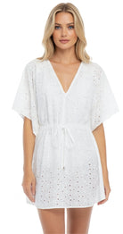 White Embroidered Beach Cover - Up - Bare Essentials