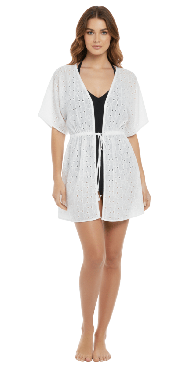 White Embroidered Flowe Beach Cover - Up - Bare Essentials