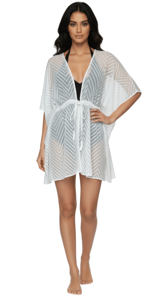 White Textured Chevron Beach Cover - Up - Bare Essentials