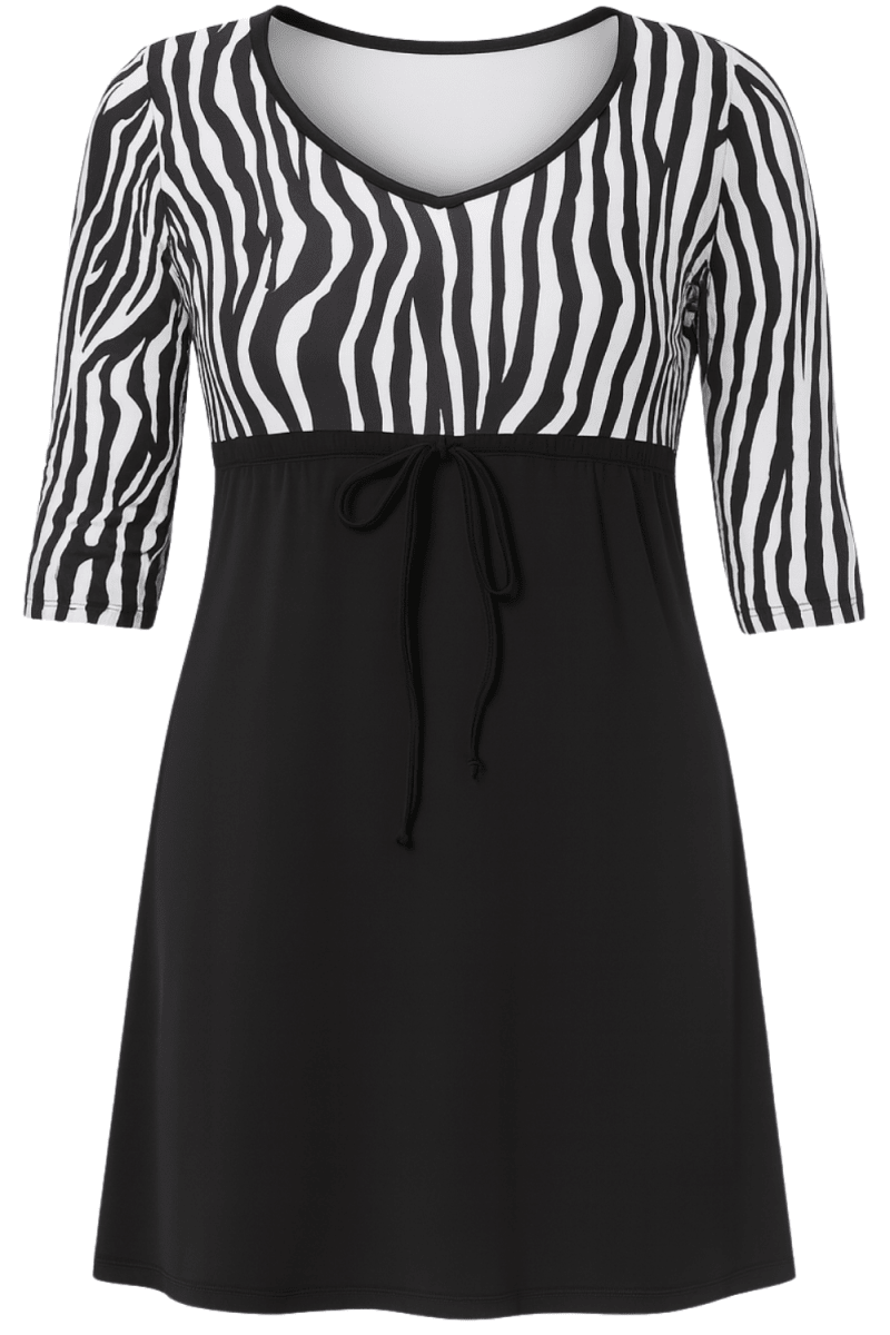 Zebra A-line swim dress modest plus size swimwear Dubai Bare Essentials