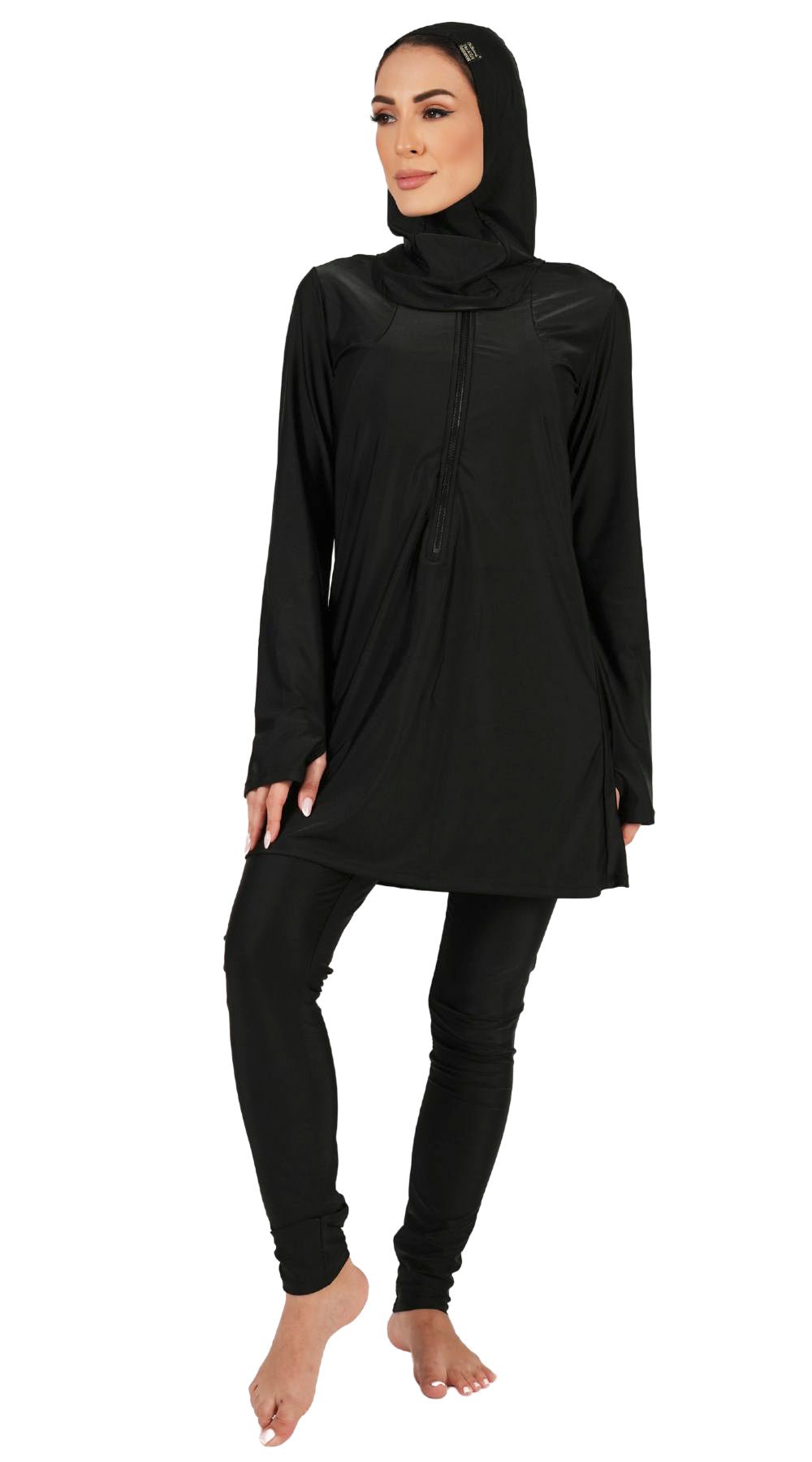 3-Piece Full Coverage Burkini Set (Black) - Bare Essentials
