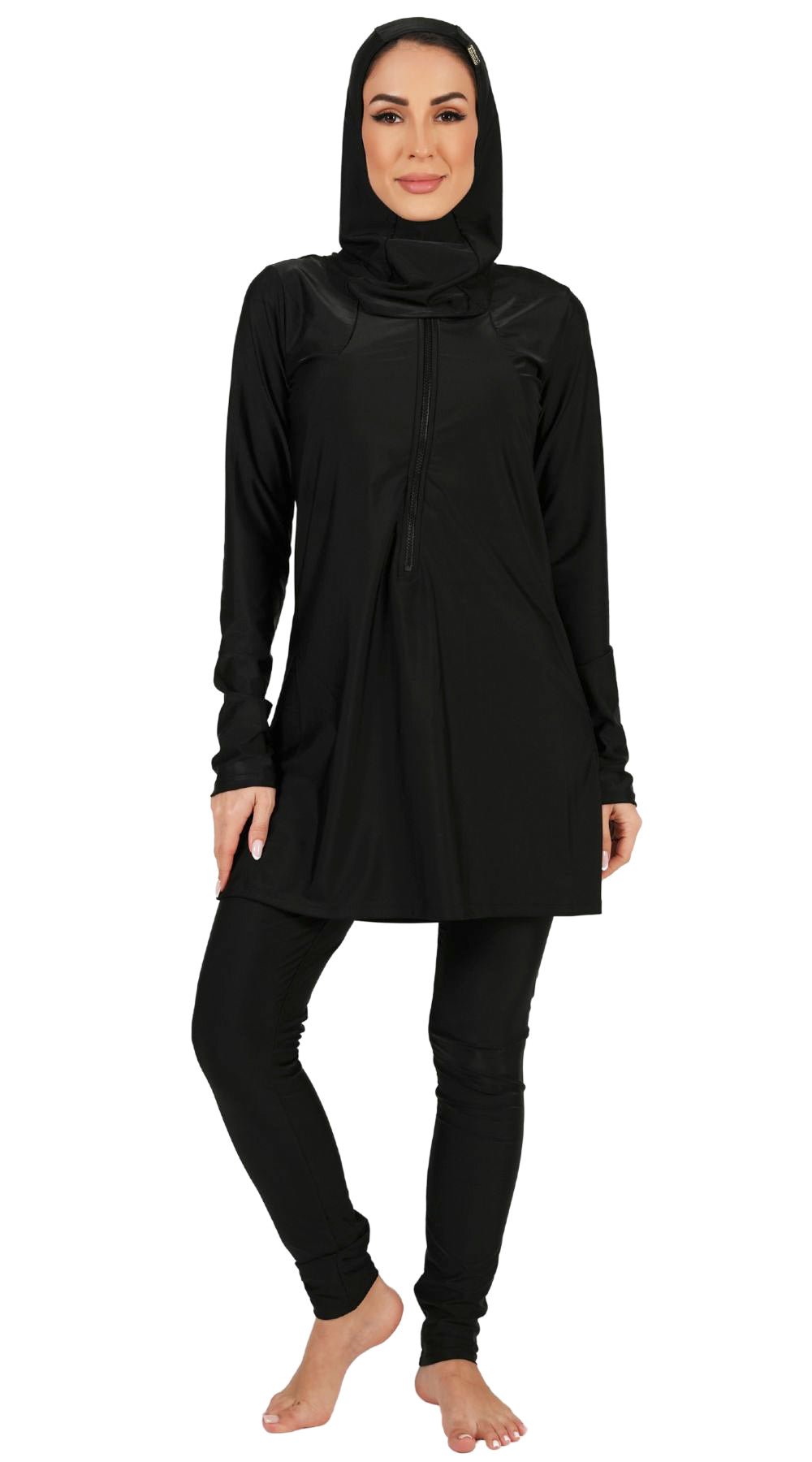 3-Piece Full Coverage Burkini Set (Black) - Bare Essentials