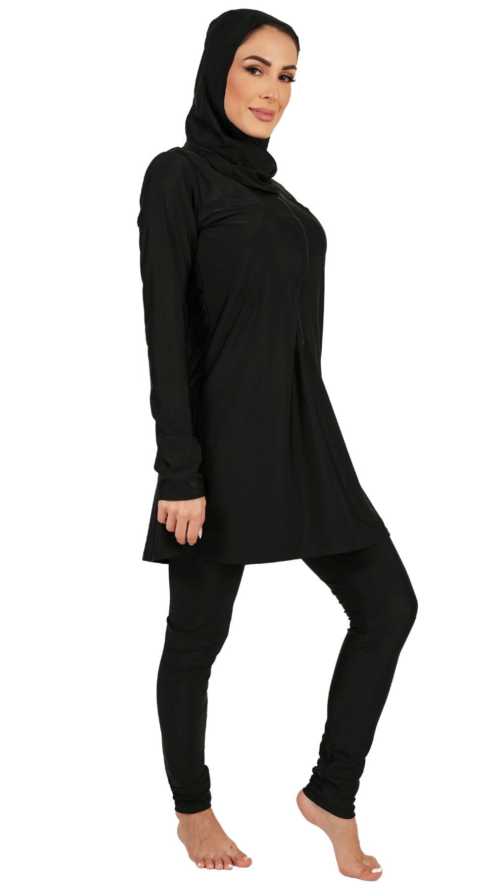 3-Piece Full Coverage Burkini Set (Black) - Bare Essentials