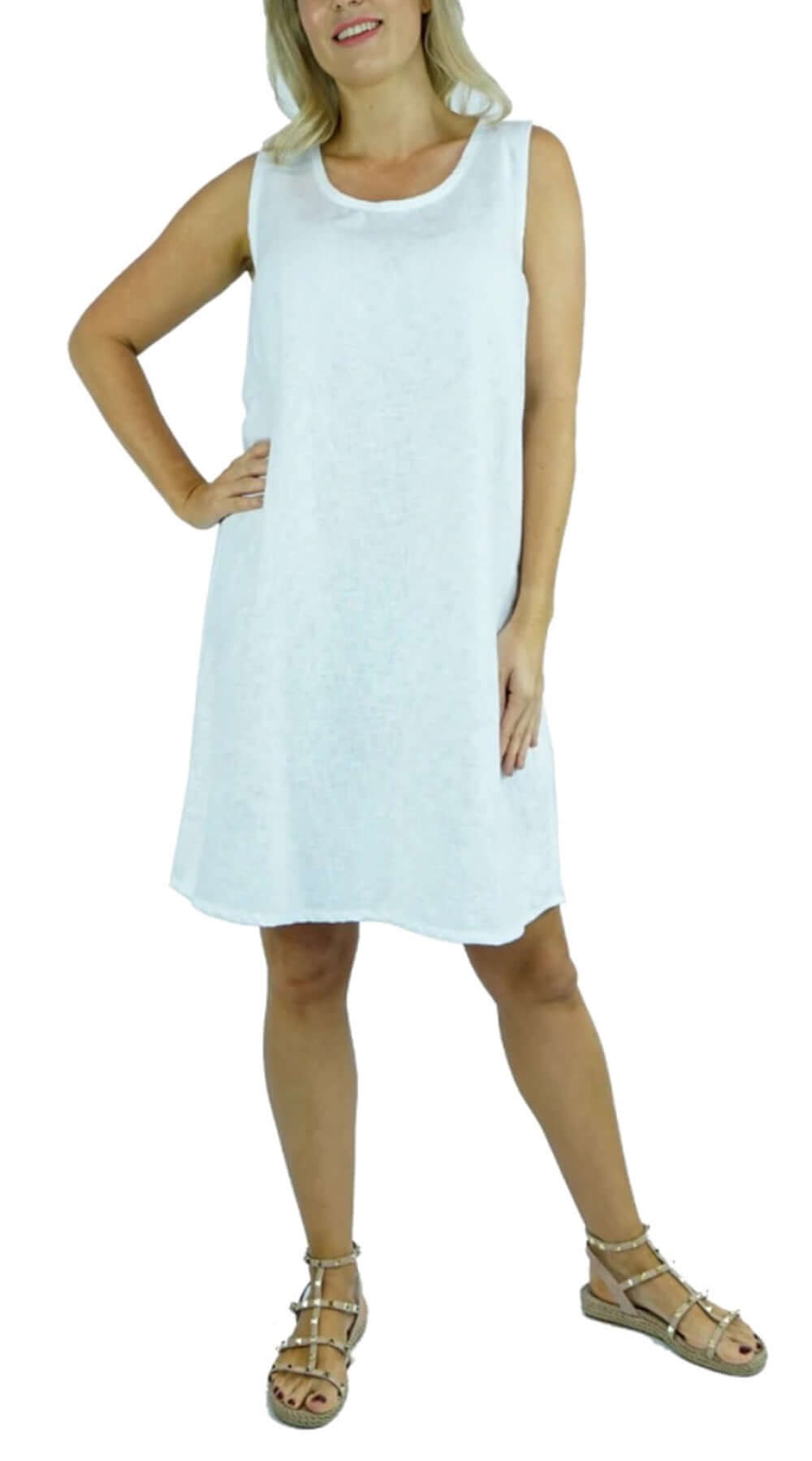 A Line Cotton Dress (White) - Bare Essentials