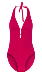 Contours Halter Trim Suit (Fuchsia) - Bare Essentials