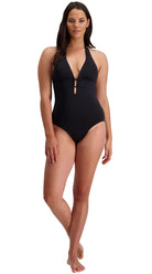 Contours Halter Trim Suit (Fuchsia) - Bare Essentials