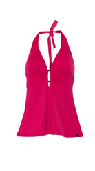 Contours Halter Trim Tankini & Mid Rise Pant (Fuchsia) - Bare Essentials