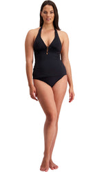 Contours Halter Trim Tankini & Mid Rise Pant (Fuchsia) - Bare Essentials