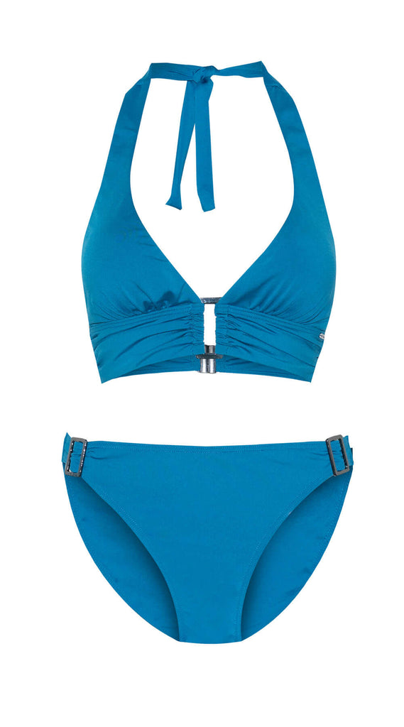 Contours Halter Trim Top & Trim Pant (Teal) - Bare Essentials