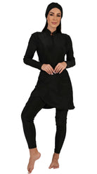 Essentials 4-Piece Full Coverage Plain Burkini Set (Black) - Bare Essentials
Modest Islamic Swimsuit