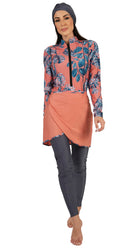Essentials 4-Piece Full Coverage Printed Burkini Set (Peach) - Bare Essentials
Modest Islamic Swimsuit