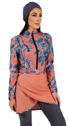 Essentials 4-Piece Full Coverage Printed Burkini Set (Peach) - Bare Essentials
Modest Islamic Swimsuit