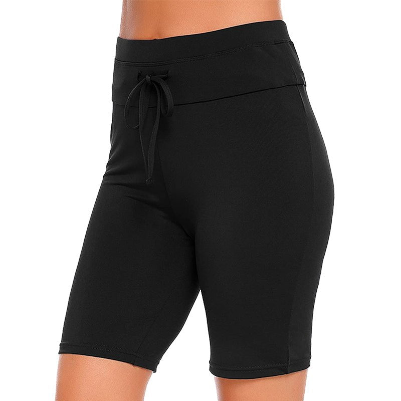 Essentials Black Knee-length Drawstring Swim Shorts - Bare Essentials