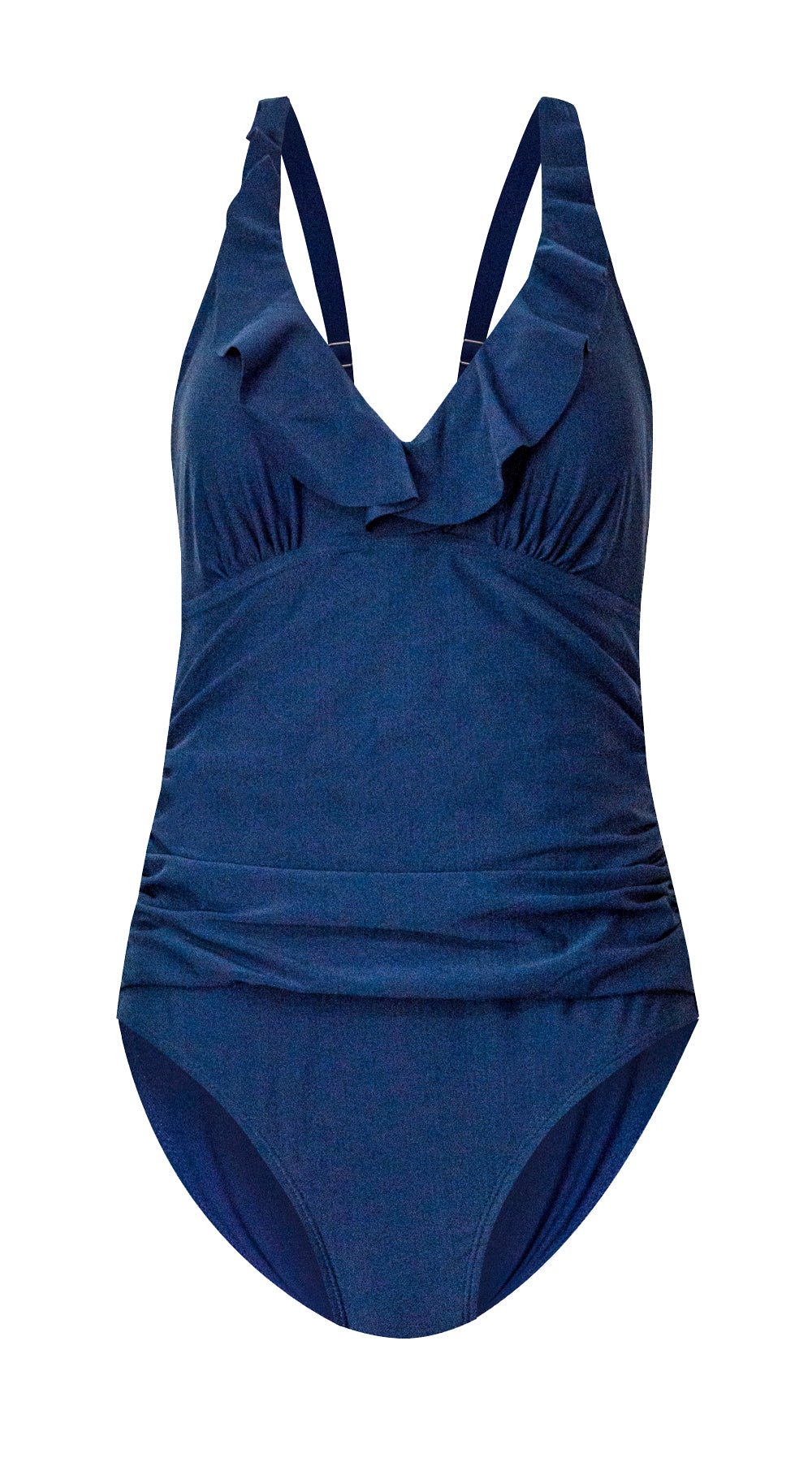 Essentials V Neck Ruffled Suit (Navy) - Bare Essentials