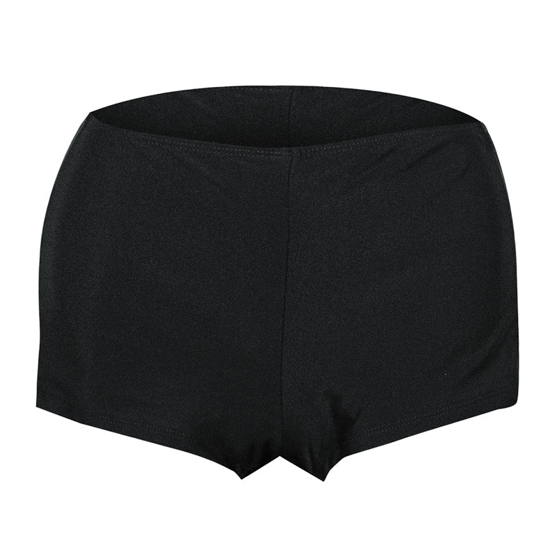 Essentials V Neck Swim Dress with Boy Shorts (Black) - Bare Essentials