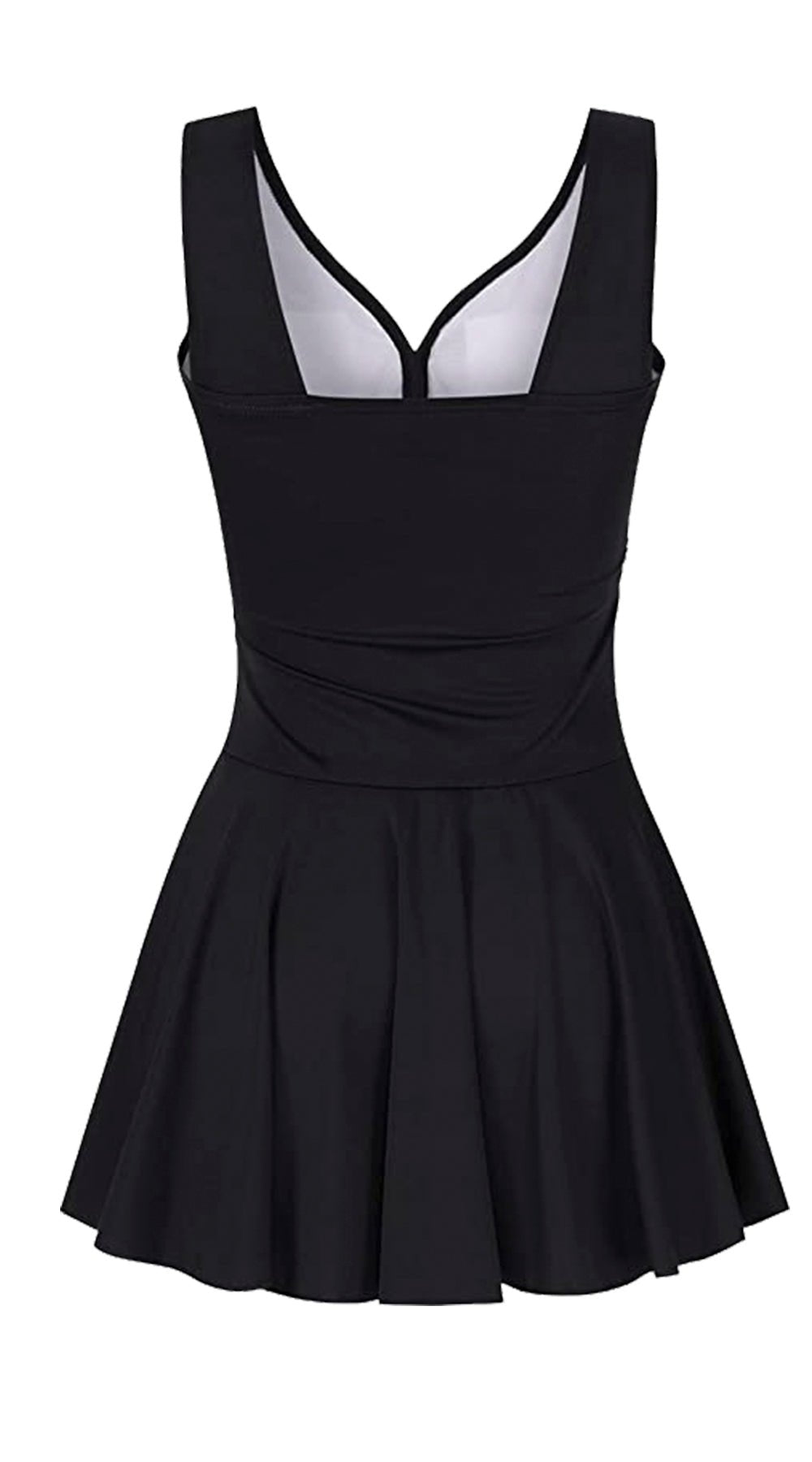 Essentials V Neck Swim Dress with Boy Shorts (Black) - Bare Essentials