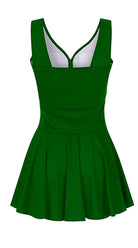Essentials V Neck Swim Dress with Boy Shorts (Green) - Bare Essentials