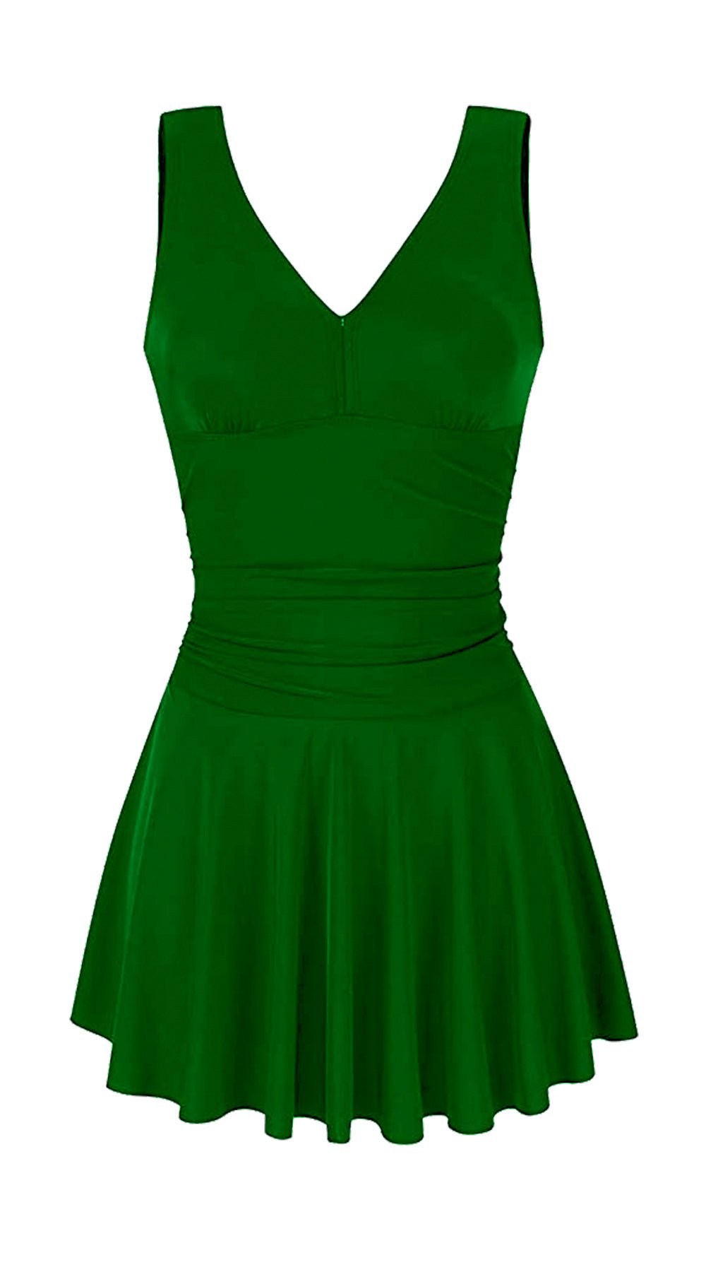 Essentials V Neck Swim Dress with Boy Shorts (Green) - Bare Essentials