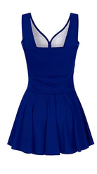 Essentials V Neck Swim Dress with Boy Shorts (Navy) - Bare Essentials