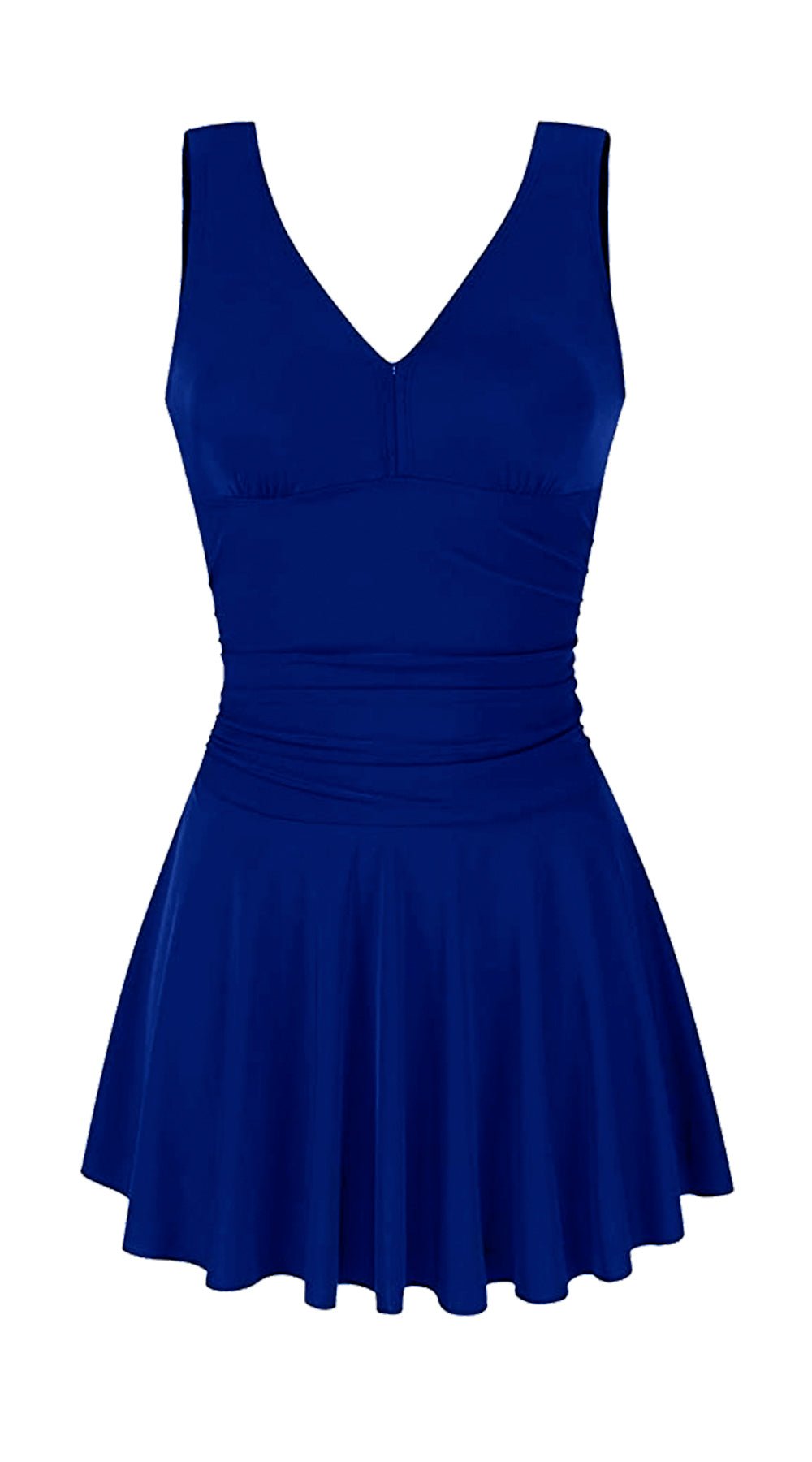 Essentials V Neck Swim Dress with Boy Shorts (Navy) - Bare Essentials