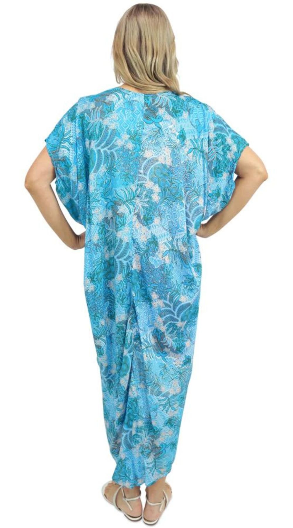 Frilled Toga Dress Paisley Batik (Sky Blue) - Bare Essentials
Long dress