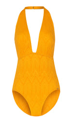 Gelato Deep V Halter Suit (Orange) - Bare Essentials