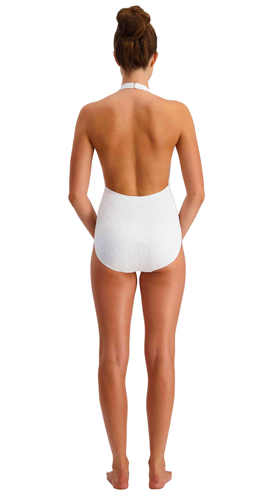 Gelato Deep V Halter Suit (Orange) - Bare Essentials
