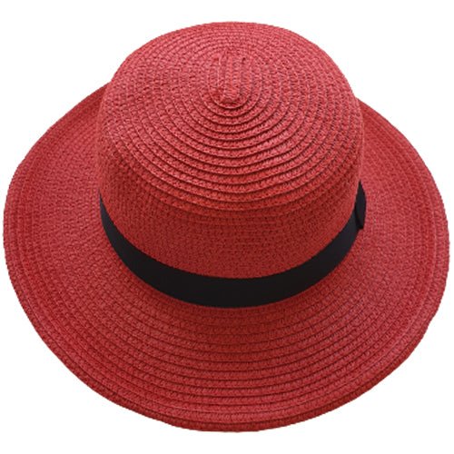 Ladies Adjustable Straw Hat (Red) - Bare Essentials