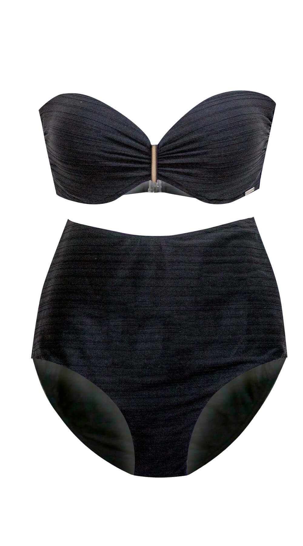 Manhattan U W Bandeau A B C D DD E cup Vintage High Waist Black