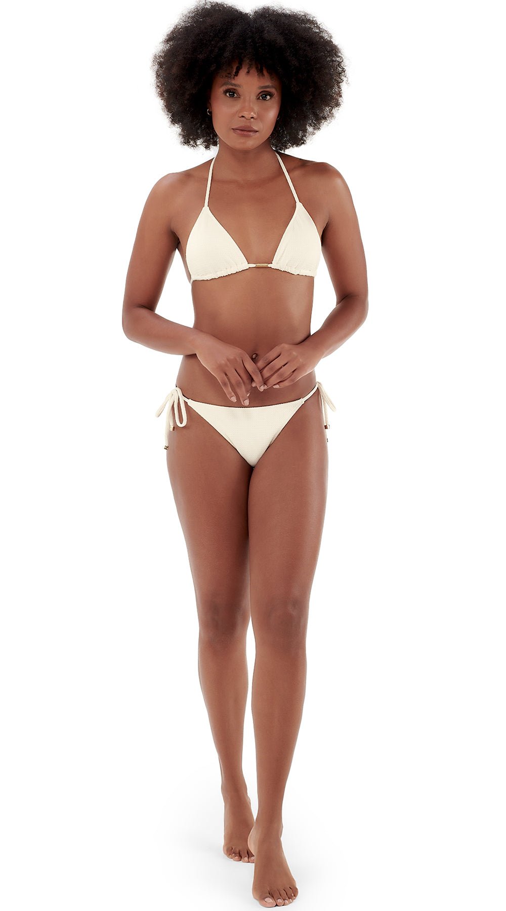 Noronha Textured Top & Tanga (Cream) - Bare Essentials