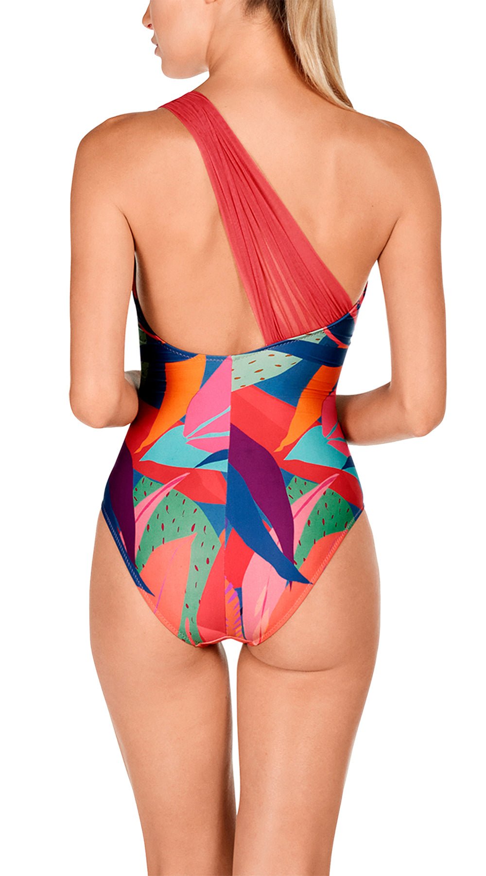 One Shoulder Multicolored Swimsuits - Bare Essentials