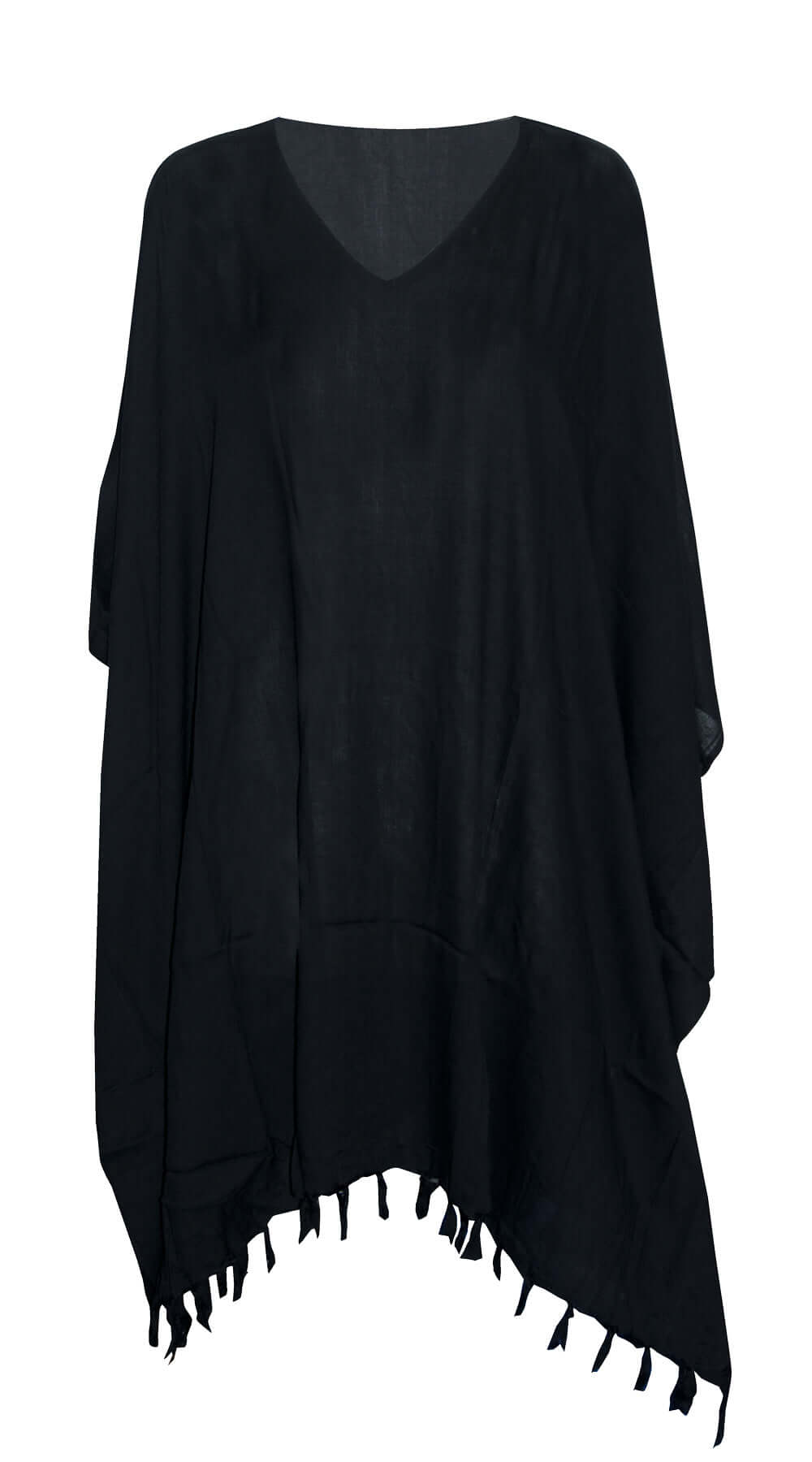 Plain V Neck Cover Up (Black) - Bare Essentials