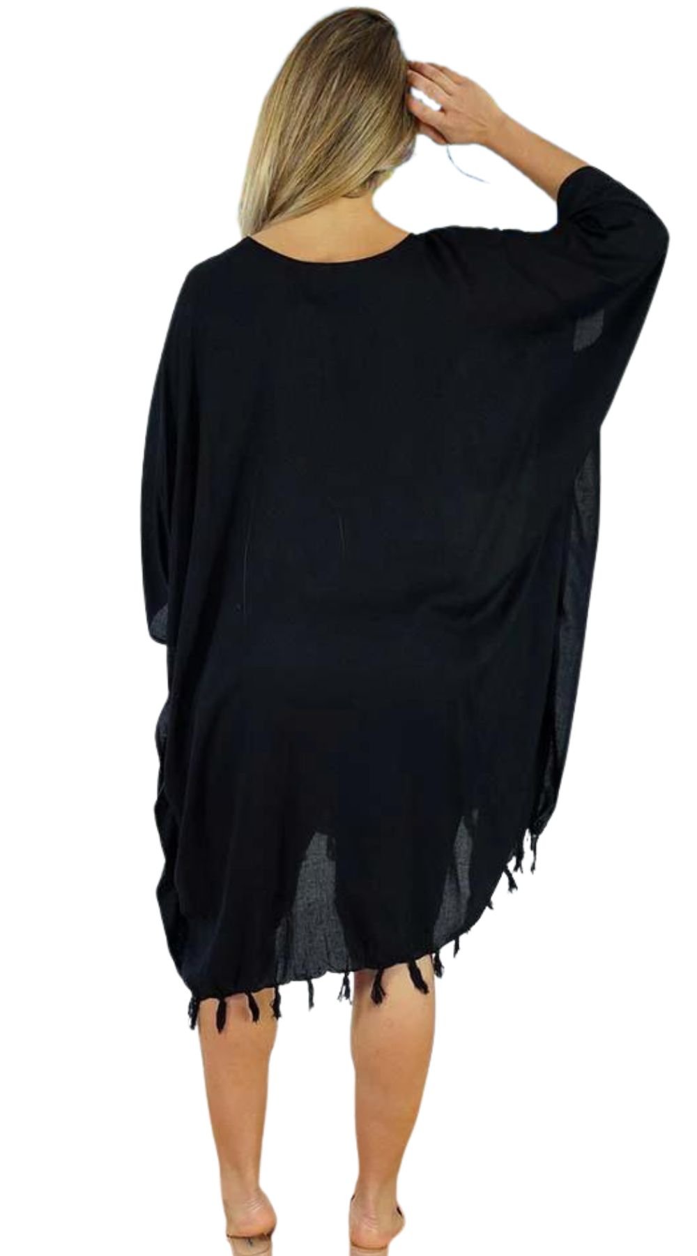 Plain V Neck Cover Up (Black) - Bare Essentials
