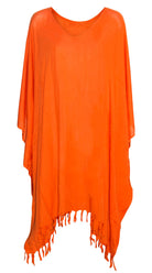 Plain V Neck Cover Up (Orange) - Bare Essentials