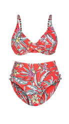 Retro Surf U/W Top (C/D & DD/E) & High Waist Bound Pant (Coral) - Bare Essentials