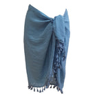 Short Tassel Trim Sarong (Lake Blue) - Bare Essentials