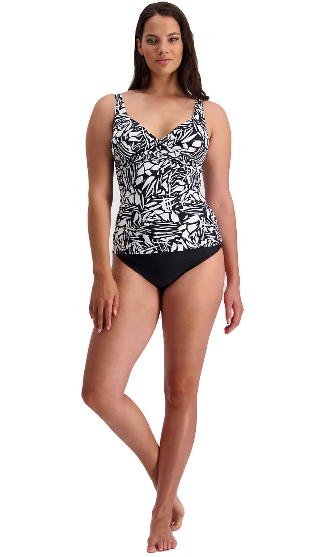 Silhouette U/W Wrap Tankini (C/D, DD/E cup) & Contours Ruched Front Pant - Fuchsia - Bare Essentials