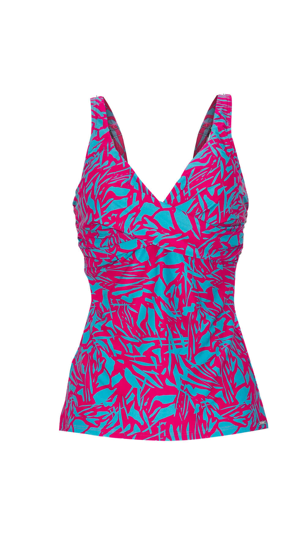 Silhouette U/W Wrap Tankini (C/D, DD/E cup) & Contours Ruched Front Pant - Fuchsia - Bare Essentials
