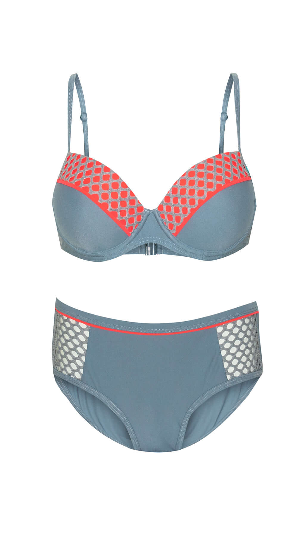 SOLD OUT - Mesh Up Plunged U/W (C/D & DD/E) & Hipster Boyleg - Grey - Bare Essentials
