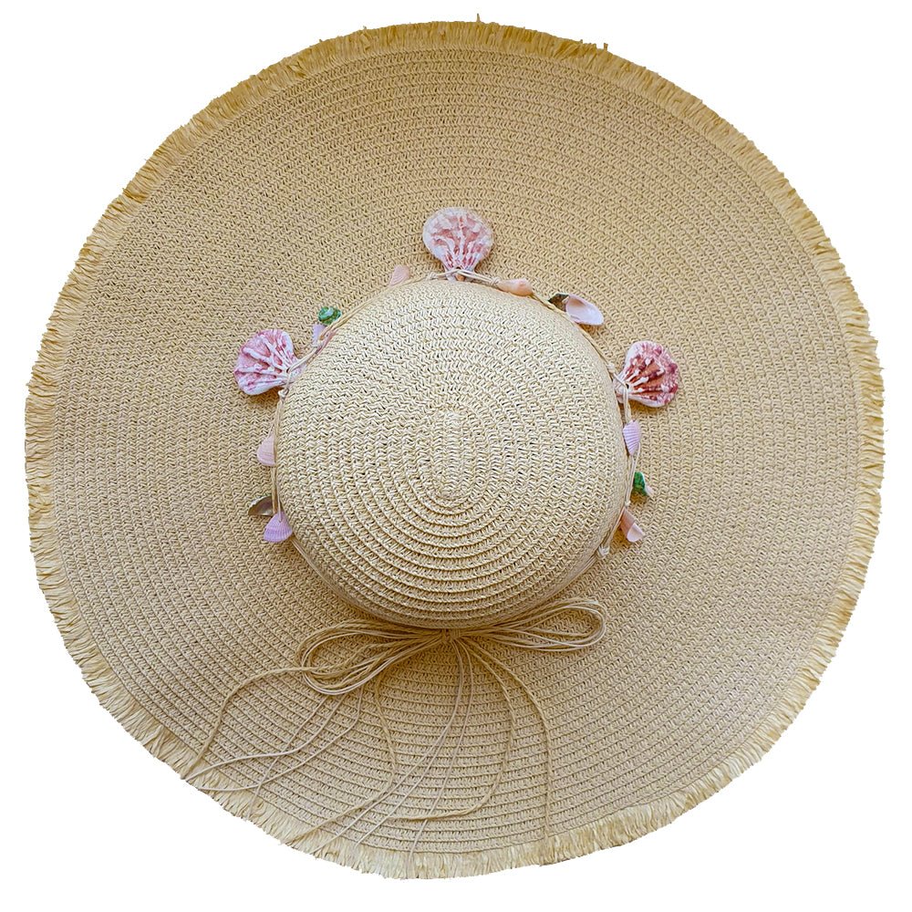 SOLD OUT - Natural Straw Hat with Shells - Bare Essentials
