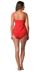 Solids D Vour Tankini & Solids Comfort Core Mid Waist Pant ( Red ) - Bare Essentials