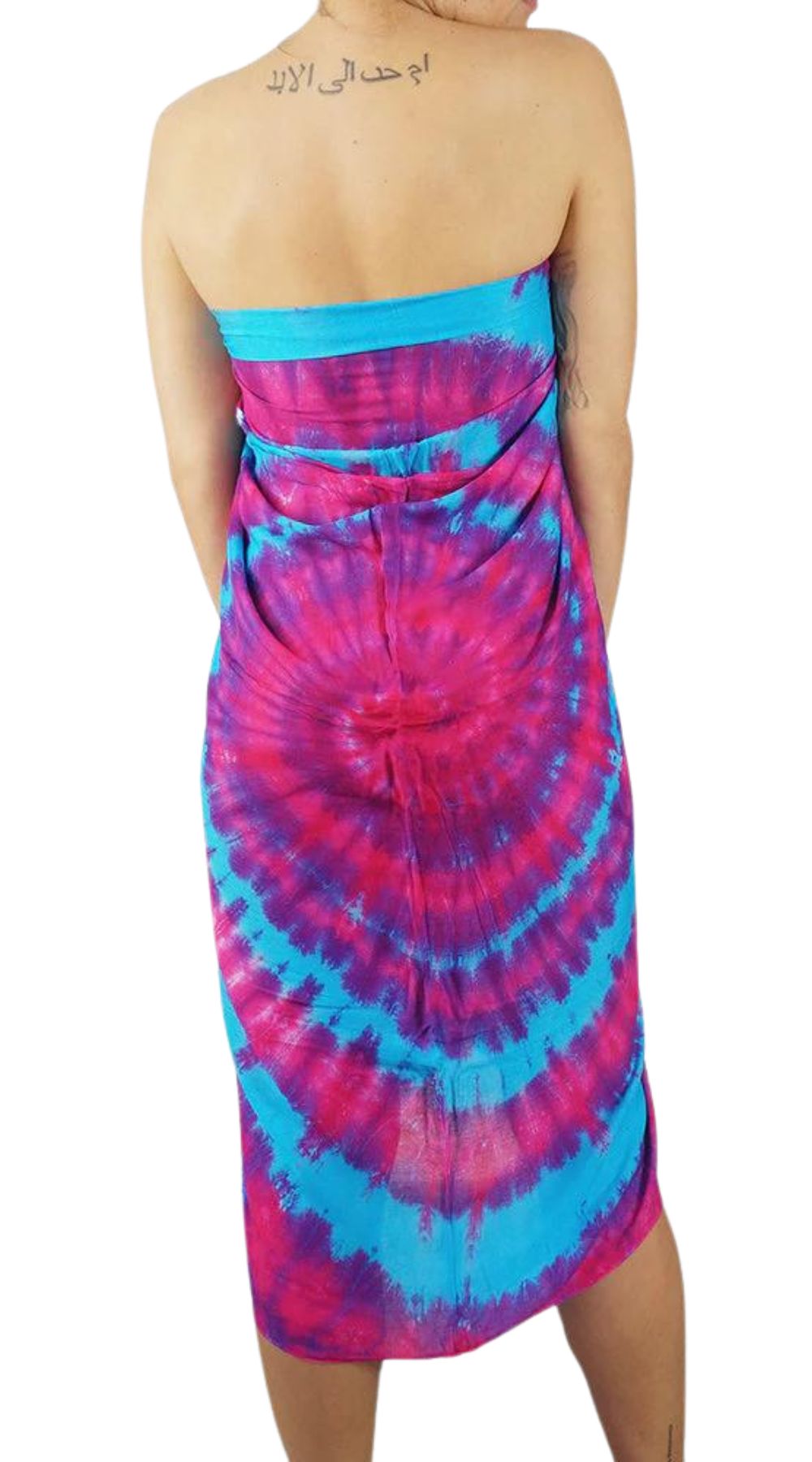 Tie Dye Spiral Sarong (Aqua-Red) - Bare Essentials