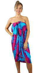 Tie Dye Spiral Sarong (Aqua-Red) - Bare Essentials