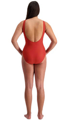 Vintage Bloom Ring Plunge Suit (Brick) - Bare Essentials